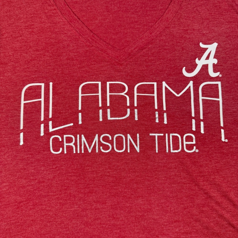 Russell Alabama Crimson Tide T-Shirt Women XL Red V-Neck Graphic NCAA Fan Gear - Picture 2 of 5